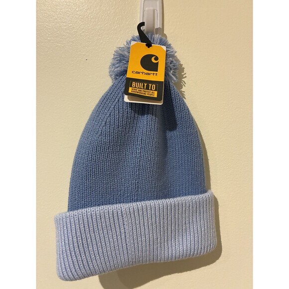 NWT Carhartt Knit Pom-Pom Cuffed Beanie - Blue - One Size - Picture 2 of 5